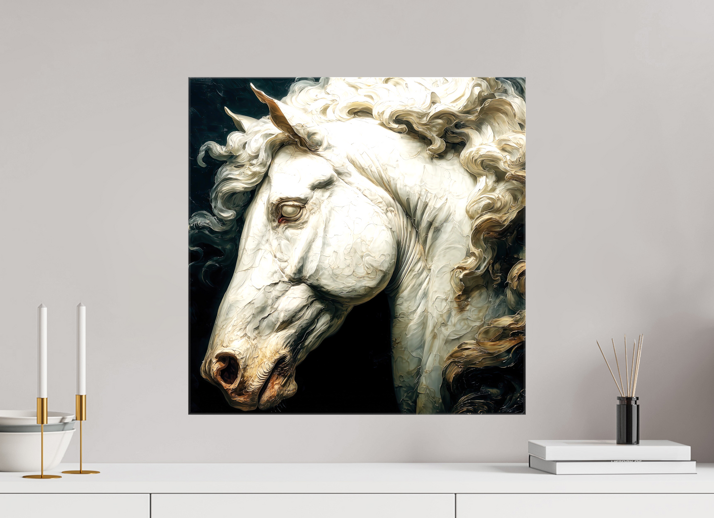 20 x 20″, Glossy Canvas Pale Horse