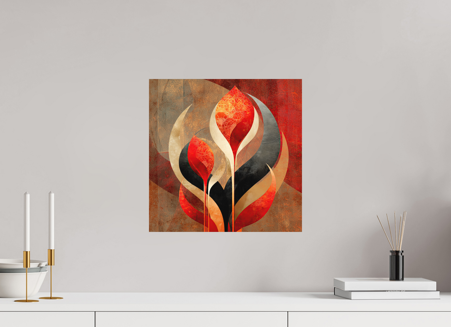 15 x 15″, Photo Print on Aluminum Backing Abstract Flowers 1