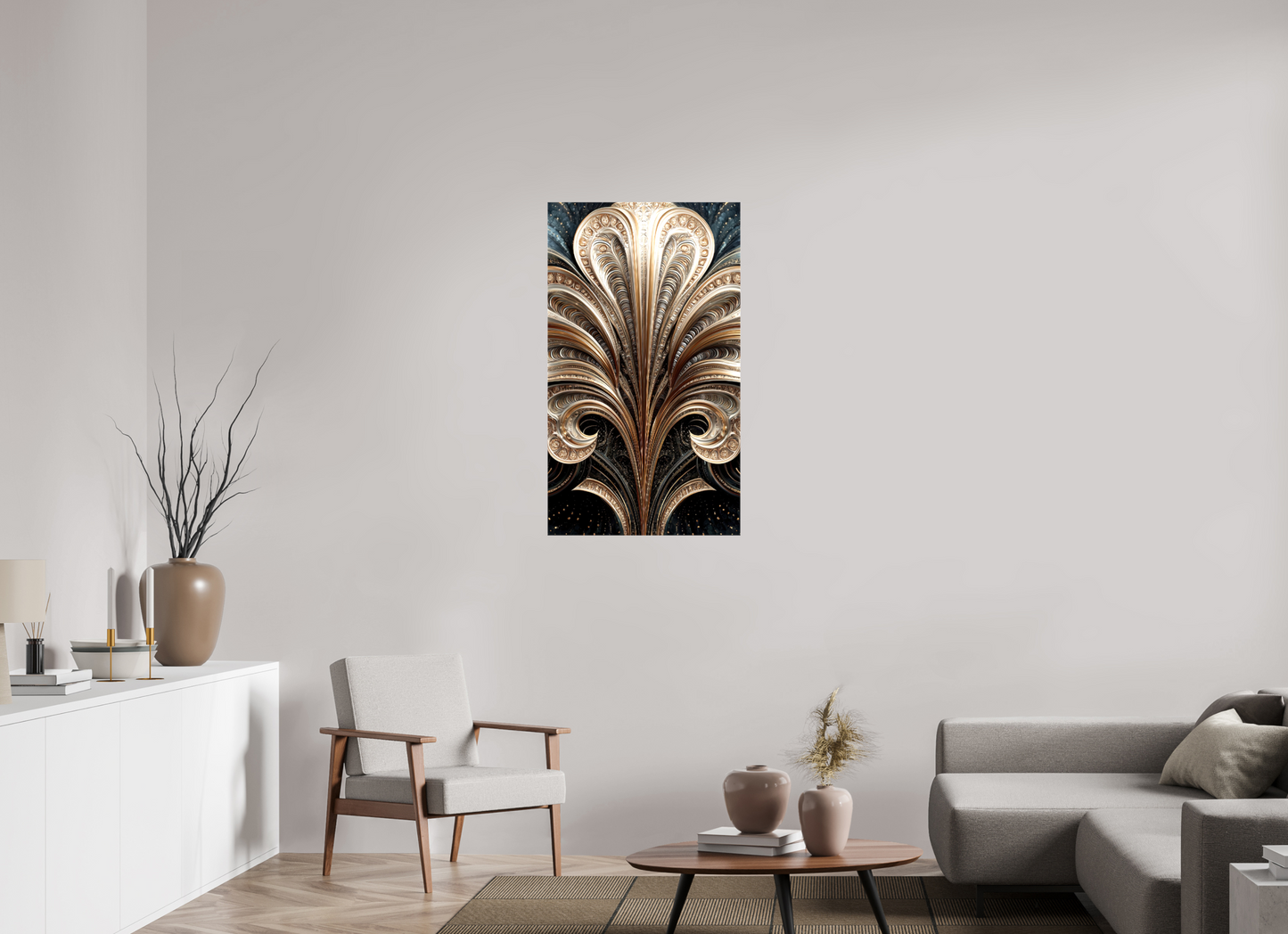 24 x 41.8″, Glossy Canvas Art Deco Abstract Flower 1