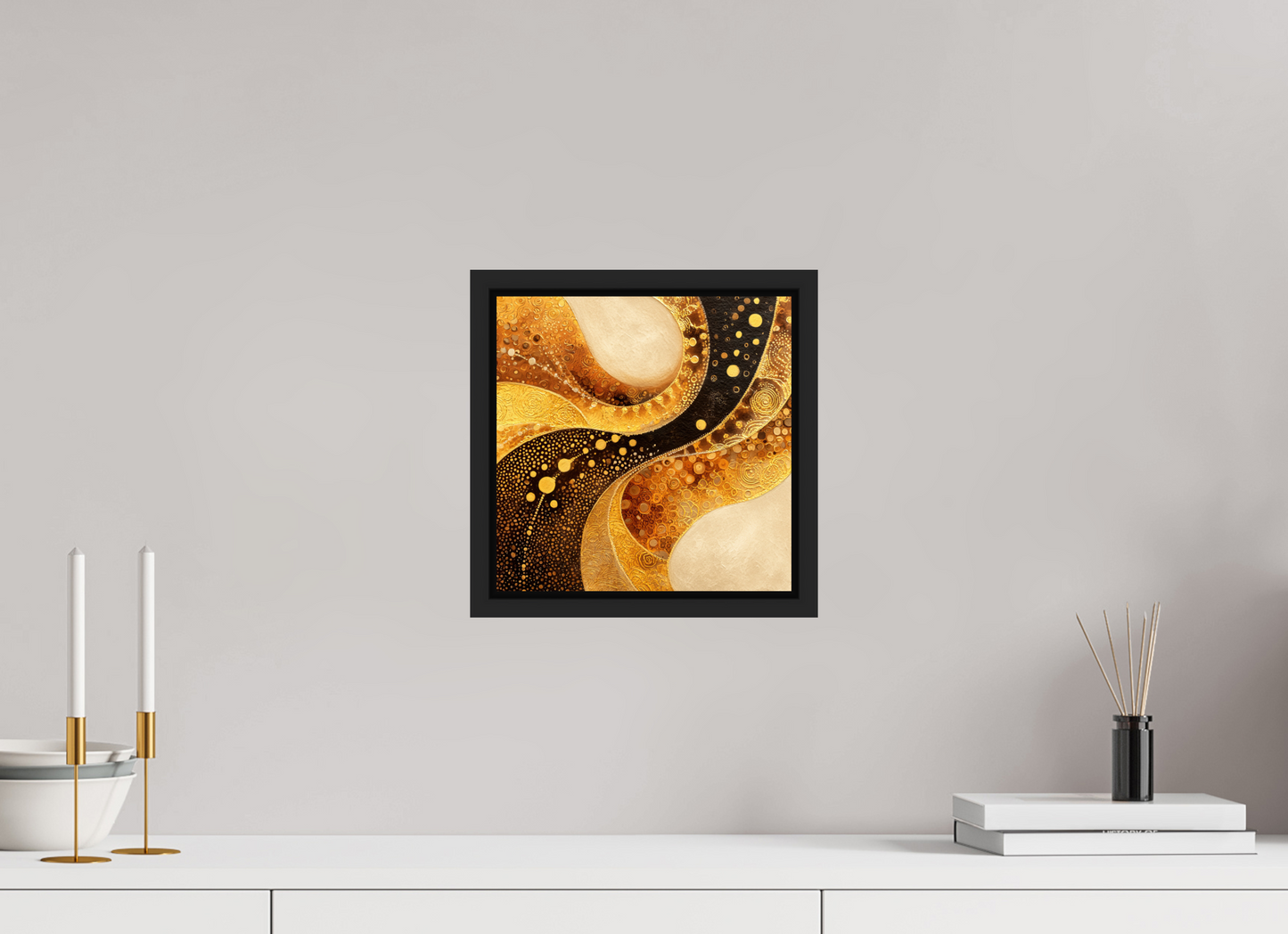 10 x 10″, Fine Art Print on Aluminum Dibond with Boarder Gold Texture Swirl