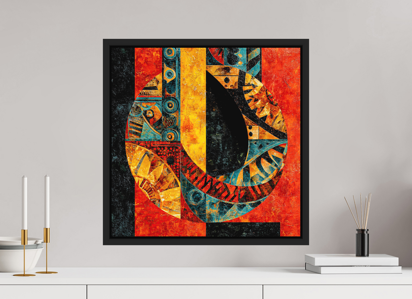 20 x 20″, Photo Print on Aluminum Backing with boarder Tribal Circle 1