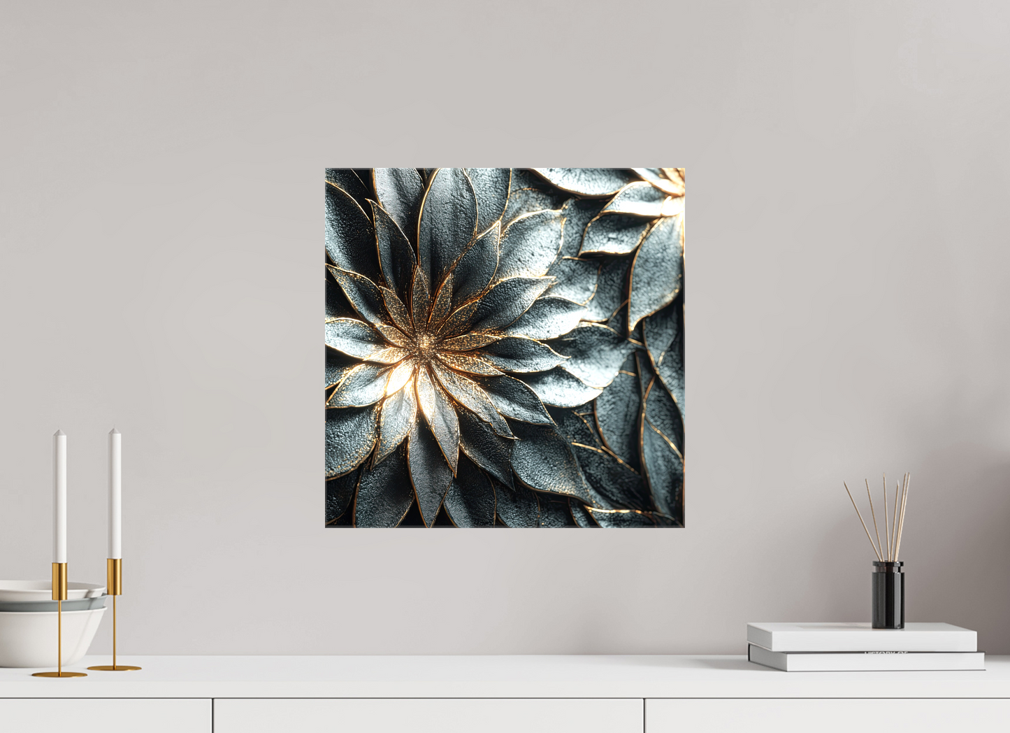 15 x 15″, Glossy Canvas Modern Flowers