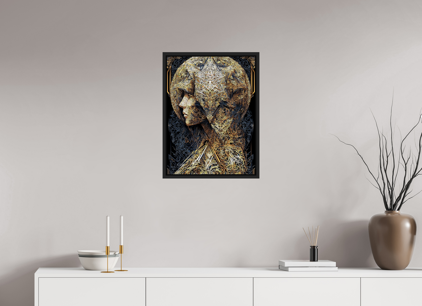 18 x 24″, Fine Art Print on Aluminum Dibond with Boarder Art Deco Woman