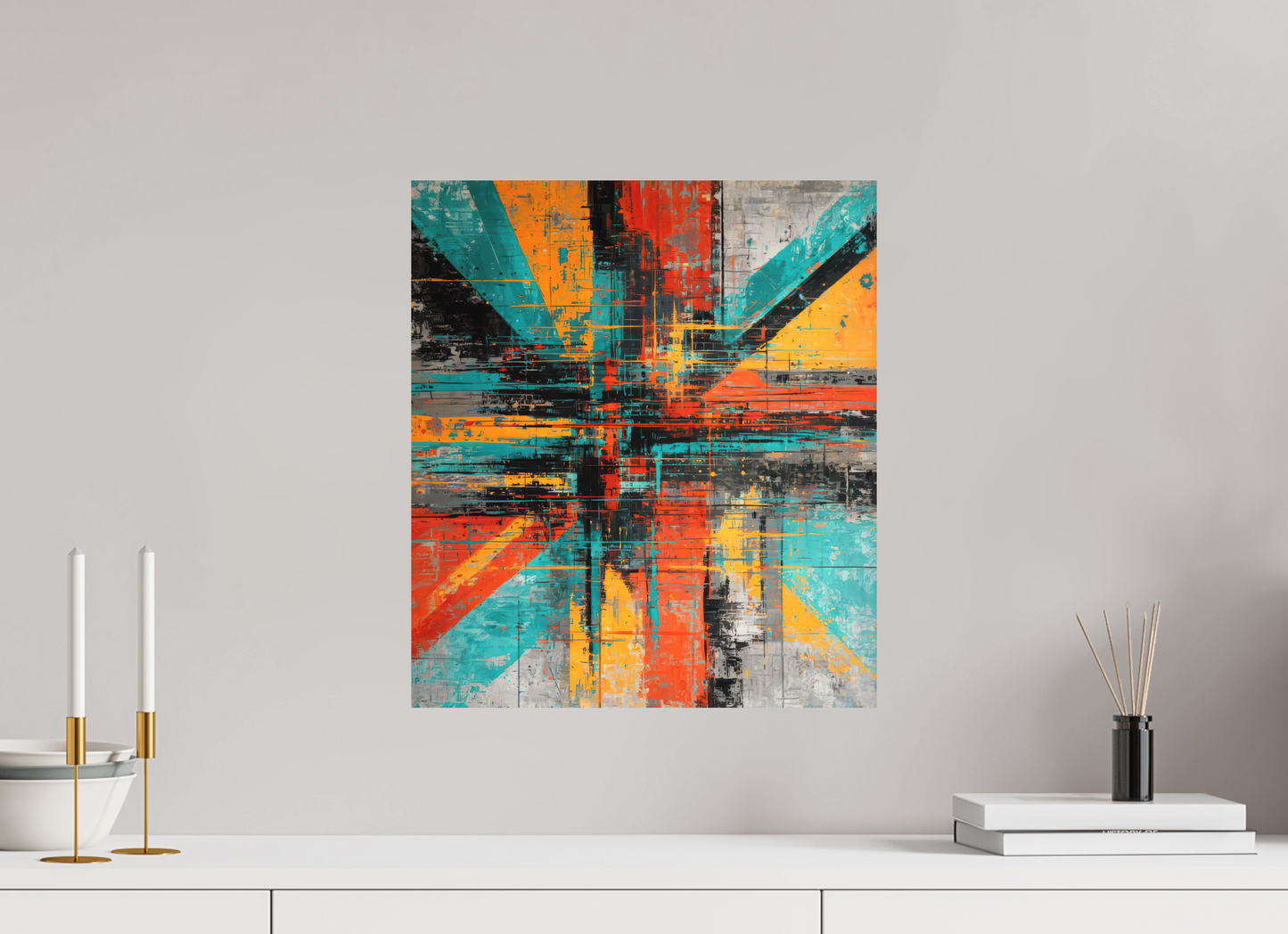 16 x 18.1″, Photo Print on Aluminum Backing Abstract Paint Lines