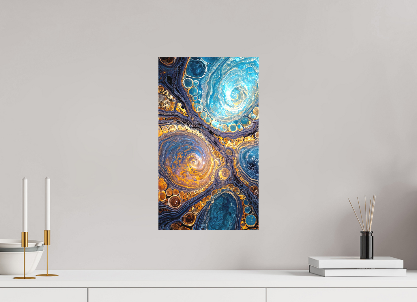 10 x 17.5″, Textile on Canvas Abstract Geode