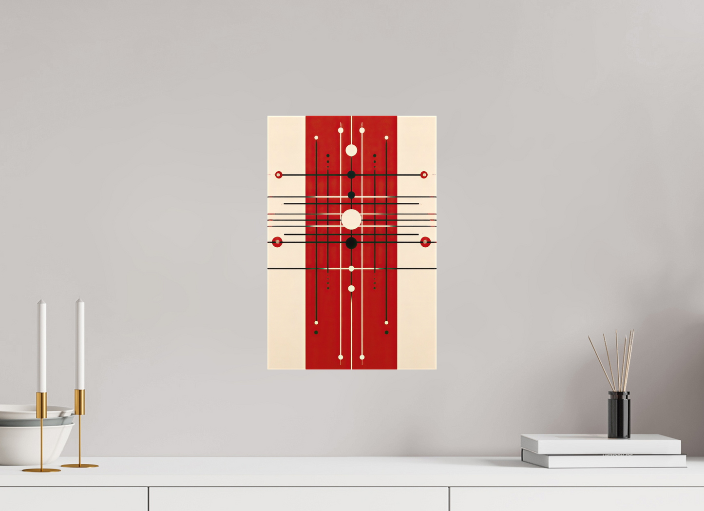 10 x 15.2″, Textile on Canvas Red Line