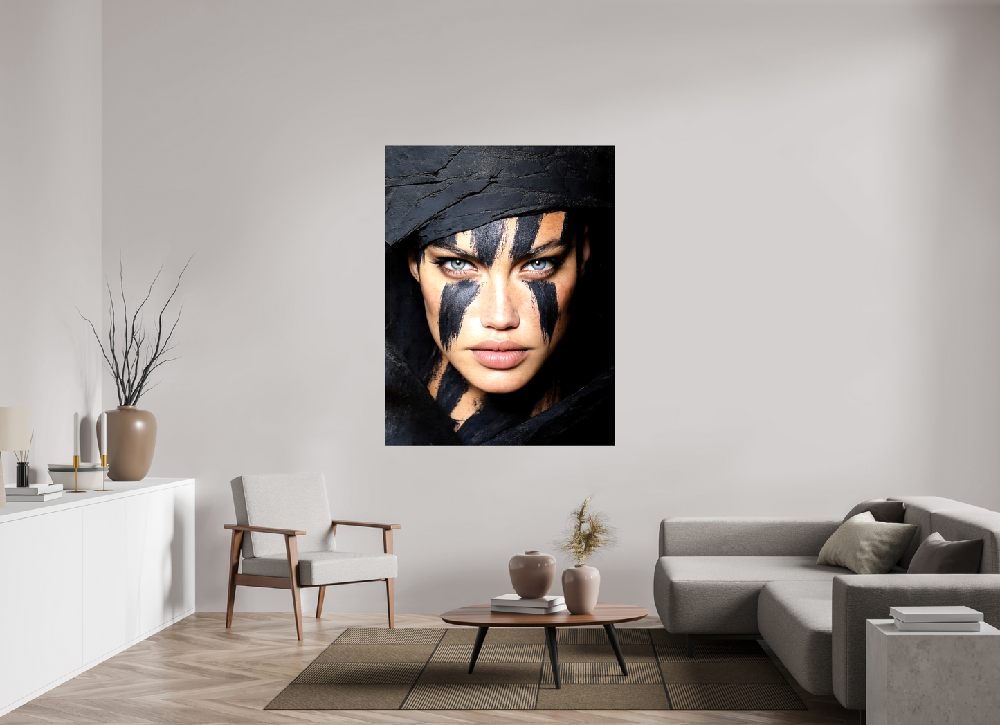 47 x 61.4″, Glossy Canvas Charcoal Woman