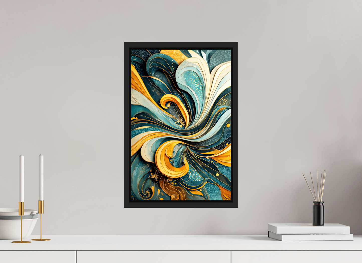 12 x 18.1″, Fine Art Print on Aluminum Dibond with Boarder Abstract Swirl