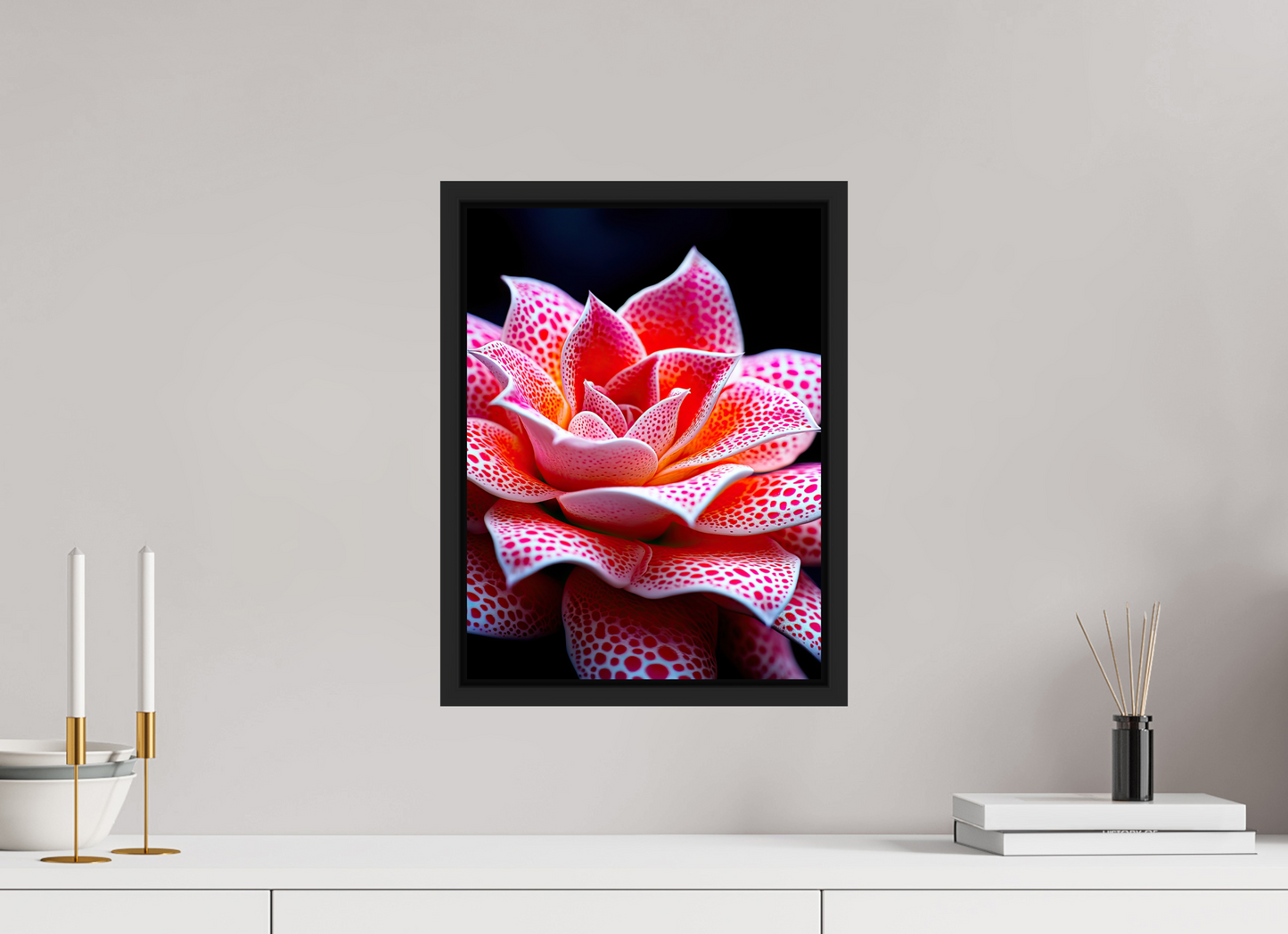 12 x 16″, Fine Art Print on Aluminum Dibond with Boarder Red Dot Flower