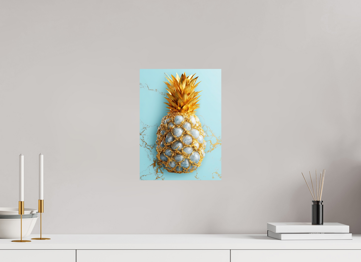 10 x 13.6″, Fine Art Print On Aluminum Dibond Gold Pineapple