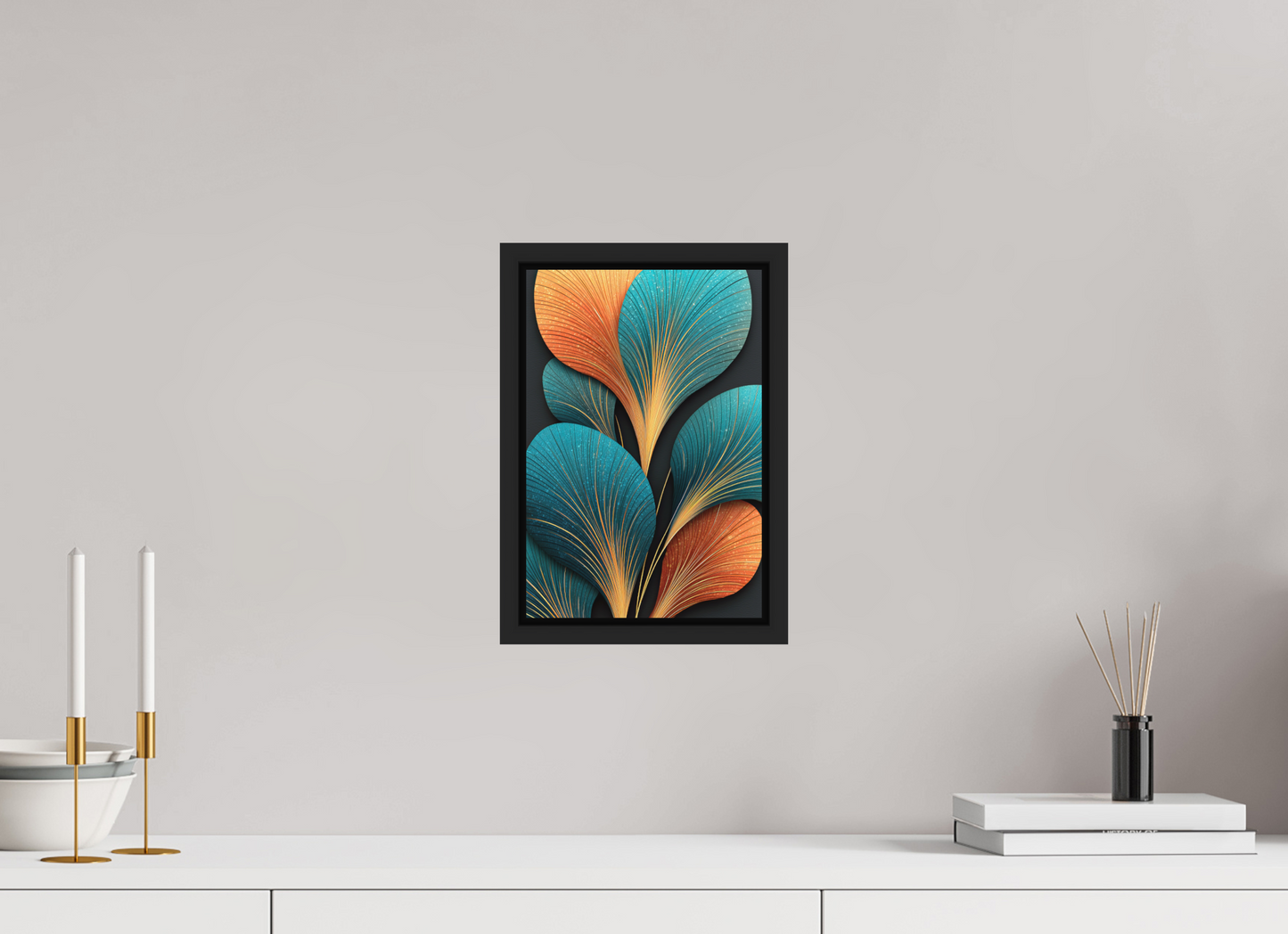 8 x 11.8″, Photo Print on Aluminum Backing with boarder Art Deco Flowers