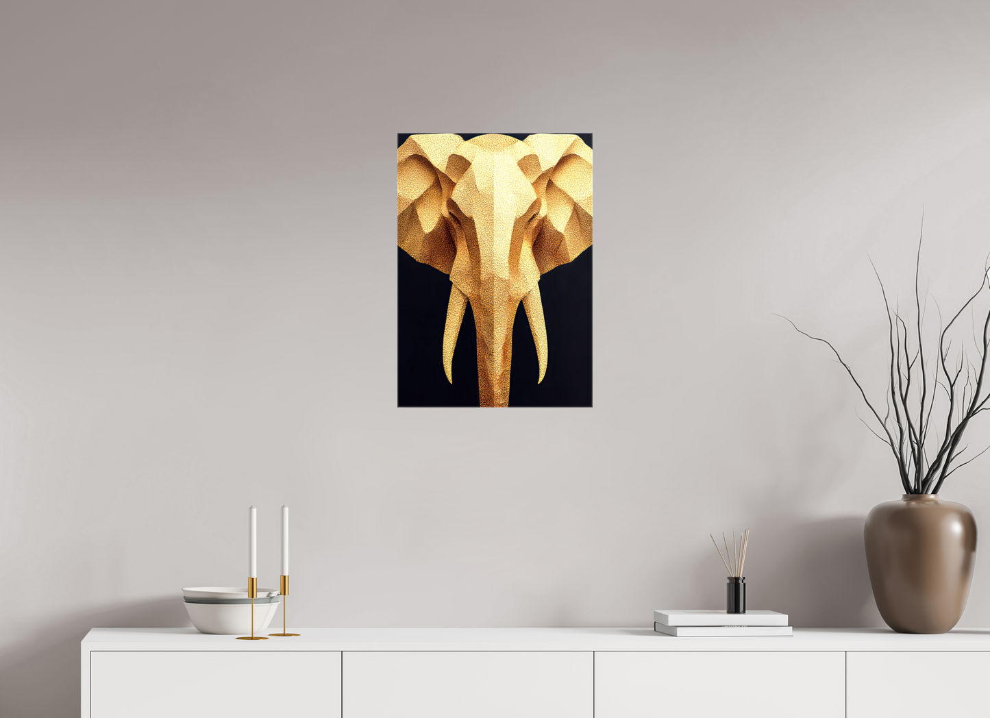 ISO A2 (42 x 59,4 cm), Glossy Canvas Gold Elephant