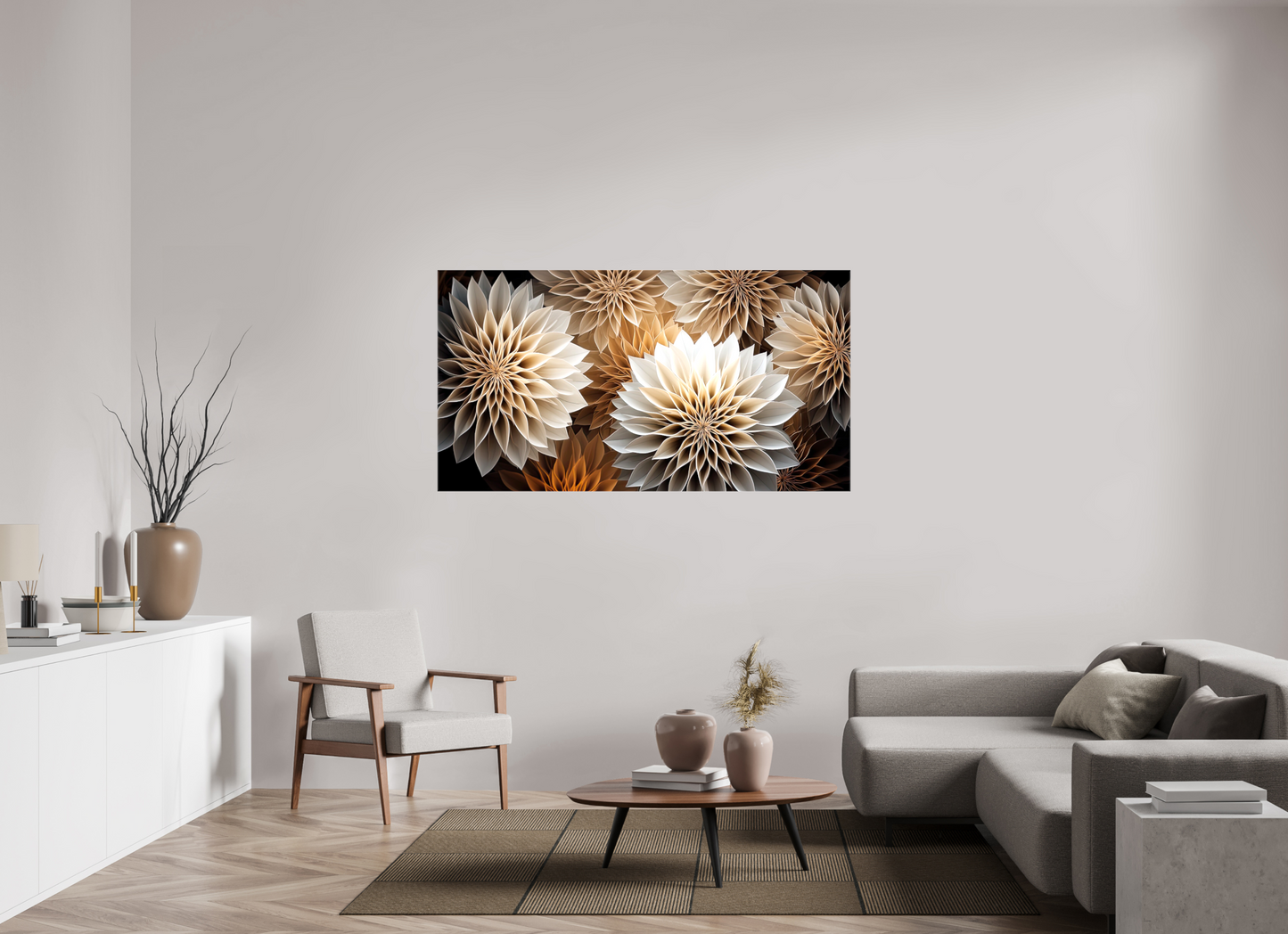 65.6 x 35″, Glossy Canvas Pollen Flowers