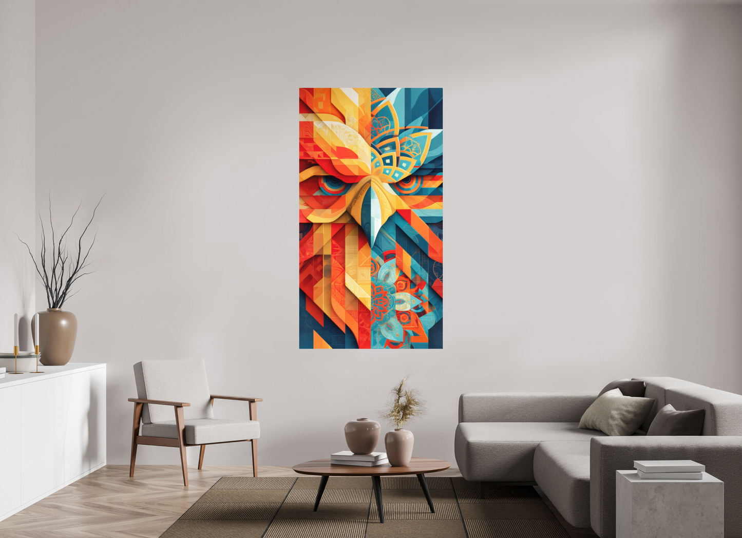 39 x 70.9″, Photo Print on Aluminum Backing Abstract Warm & Cold Eagle
