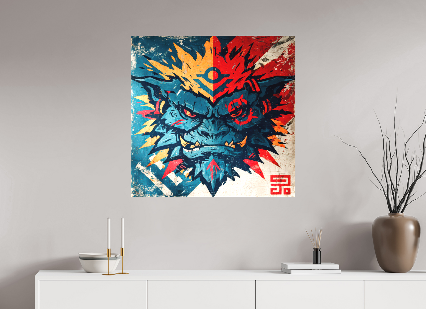 32.5 x 32″, Textile on Canvas Orge