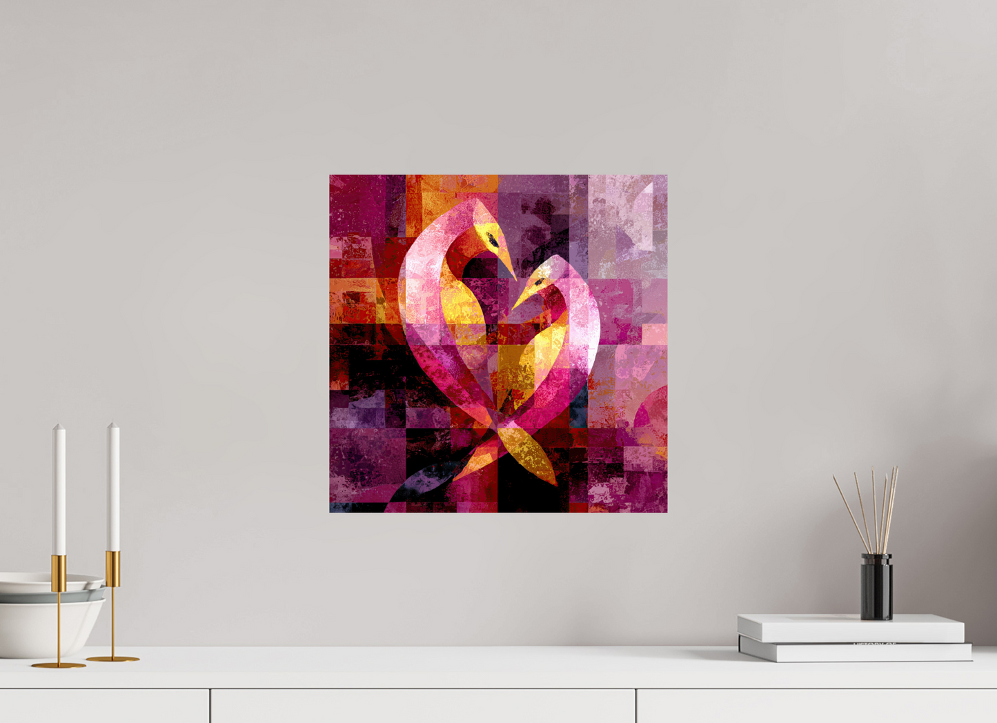 15 x 15″, Fine Art Print On Aluminum Dibond Love Birds