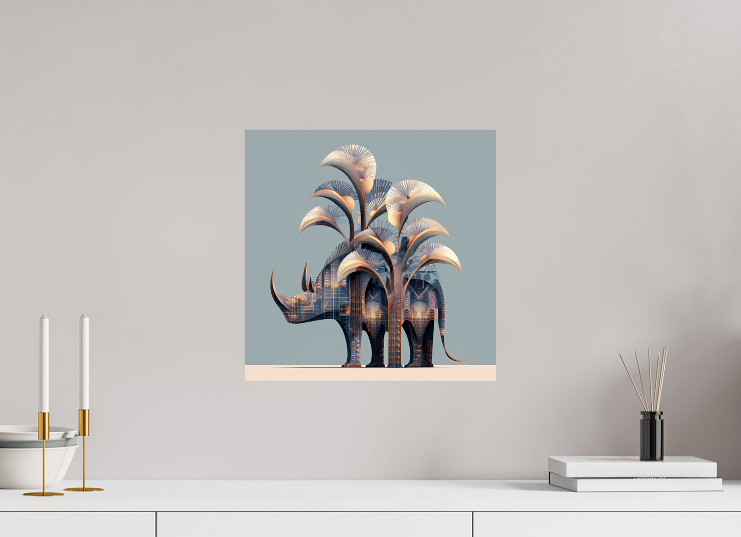 15 x 15″, Fine Art Print On Aluminum Dibond Abstract Rhino