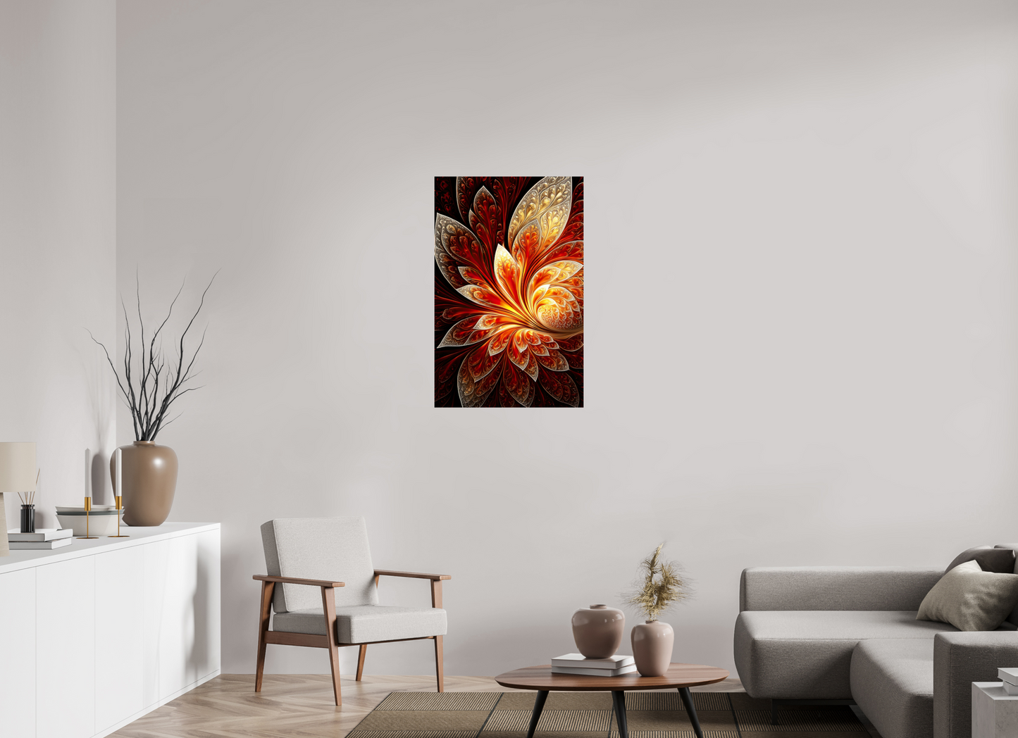 24 x 37.2″, Fine Art Print On Aluminum Dibond Abstract Fire Flower