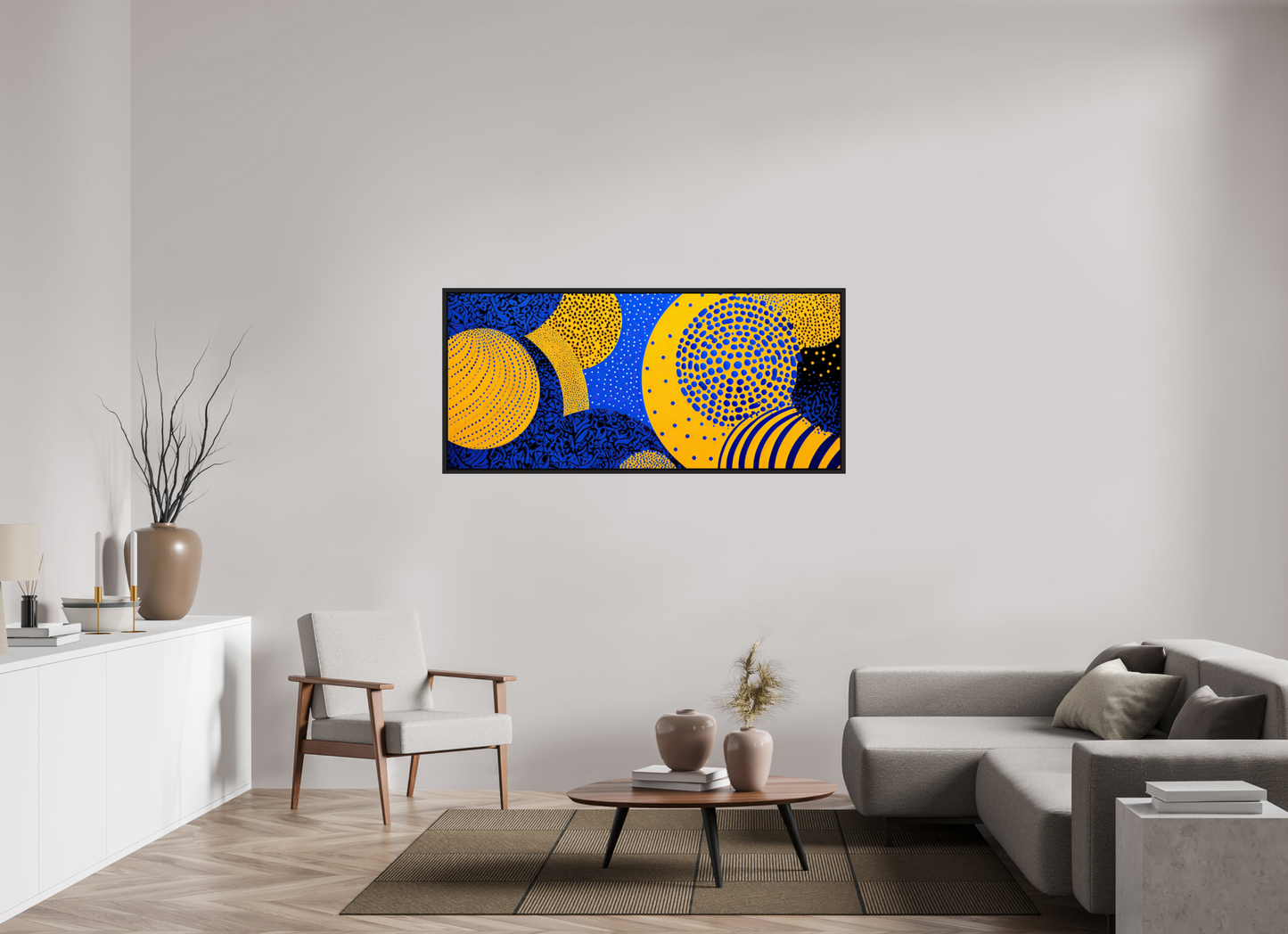 62.8 x 28″, Fine Art Print on Aluminum Dibond with Boarder Yellow & Blue 2