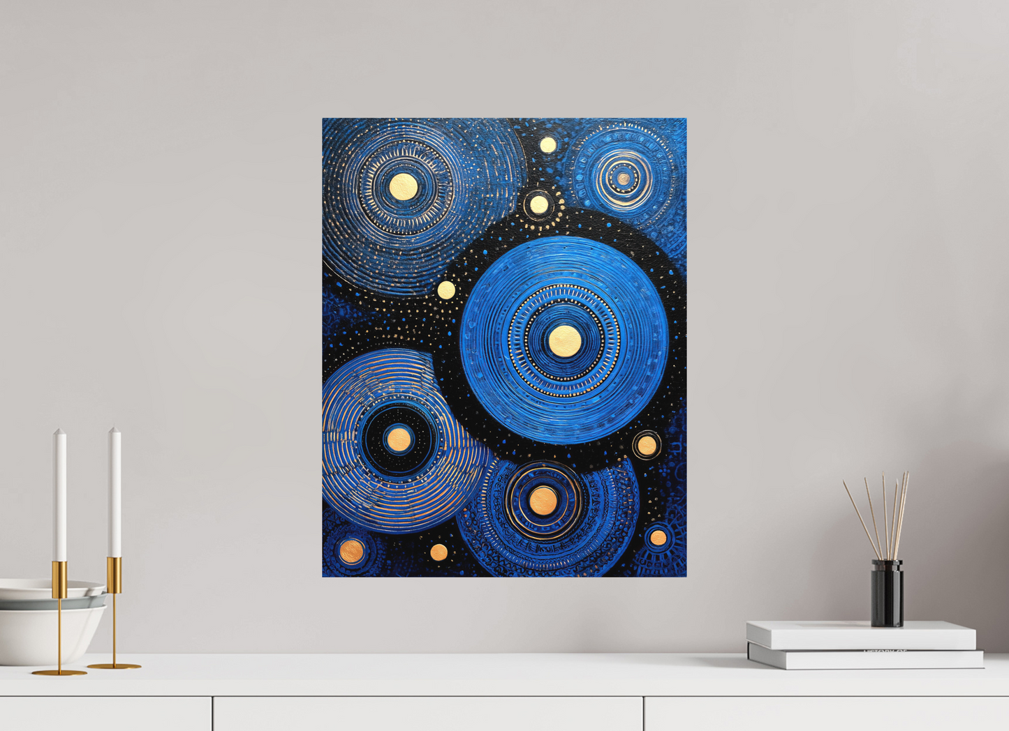16 x 20.2″, Photo Print on Aluminum Backing Blue Circles