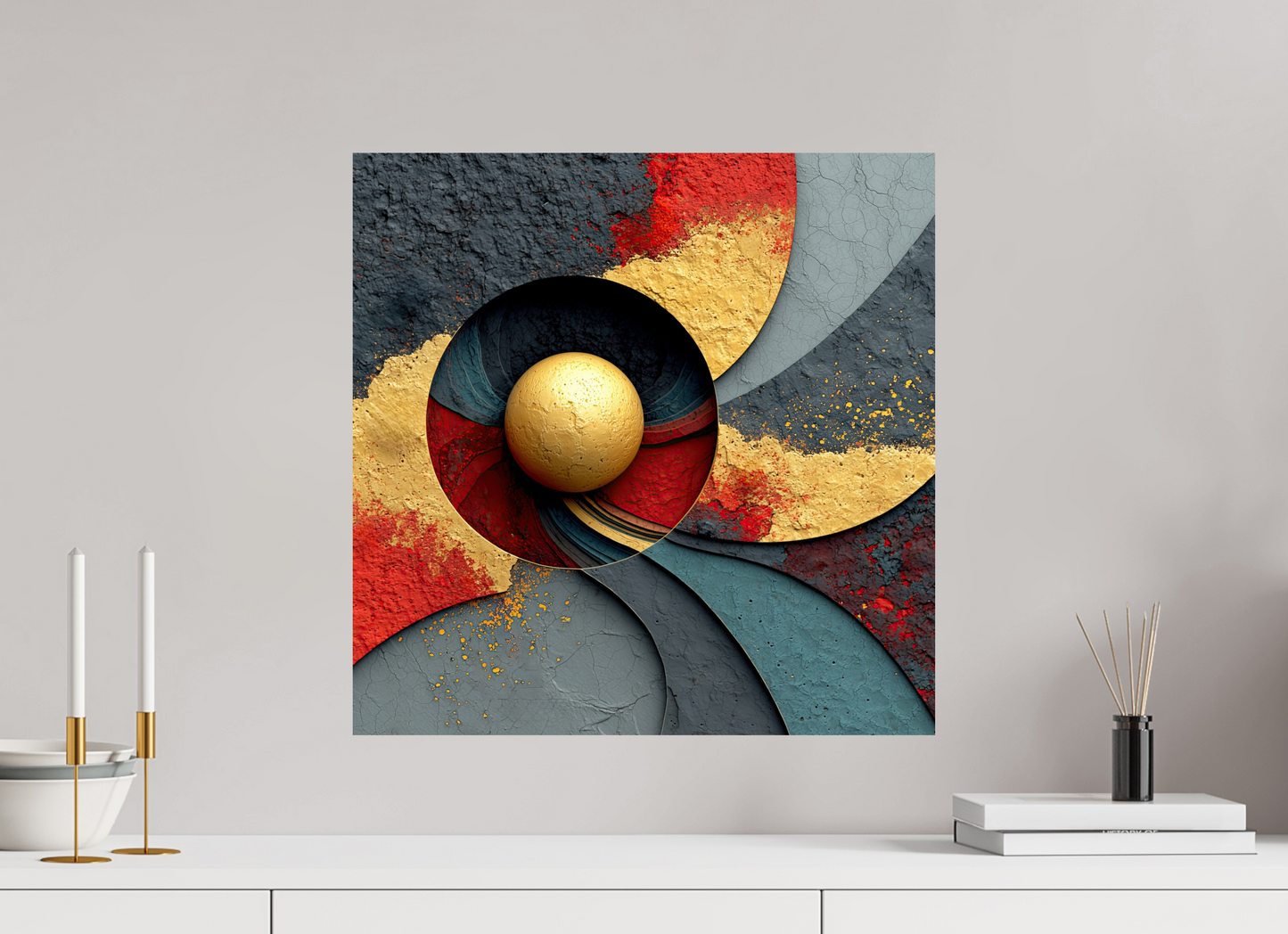 20 x 20″, Fine Art Print On Aluminum Dibond Gold Ball