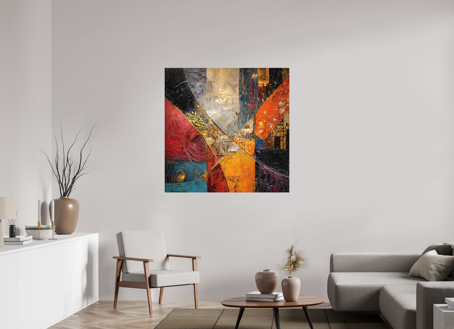 45 x 45″, Photo Print on Aluminum Backing Abstract Cracked Paint