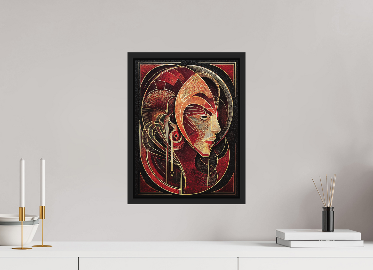 12 x 16″, Photo Print on Aluminum Backing with boarder Art Deco Face