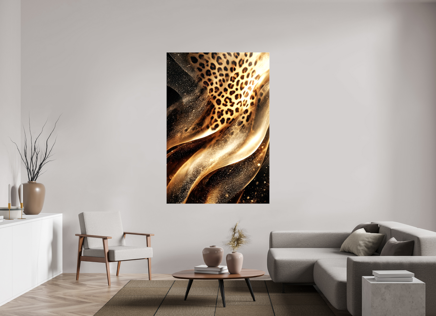 47 x 69.3″, Glossy Canvas Leopard Swirl