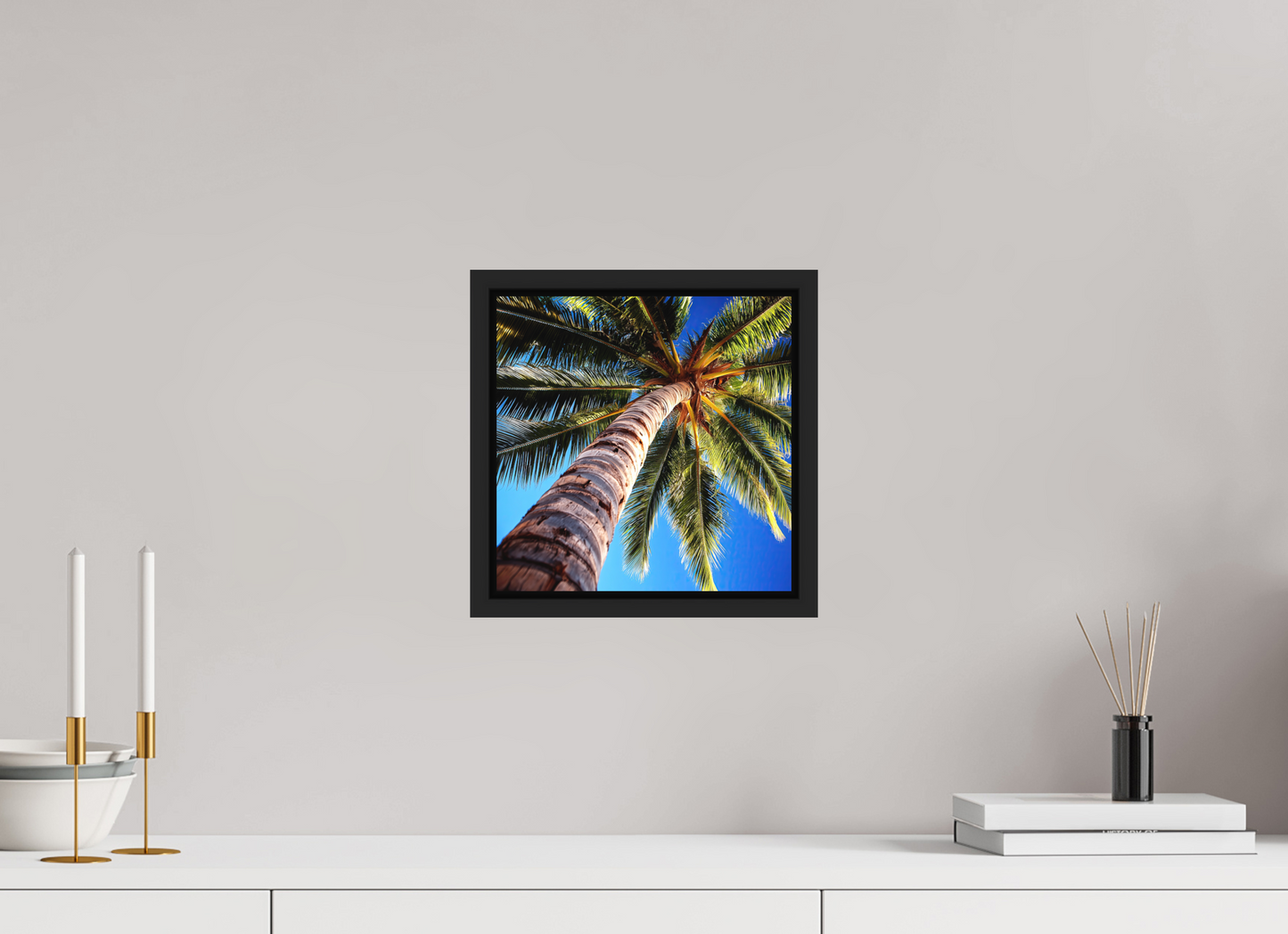 10 x 10″, Photo Print on Aluminum Backing with boarder Palm Tree