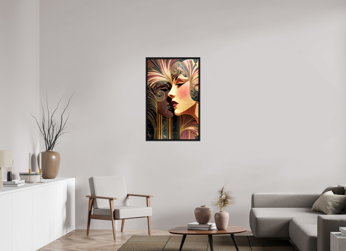 24 x 37.8″, Fine Art Print on Aluminum Dibond with Boarder Art Deco Women