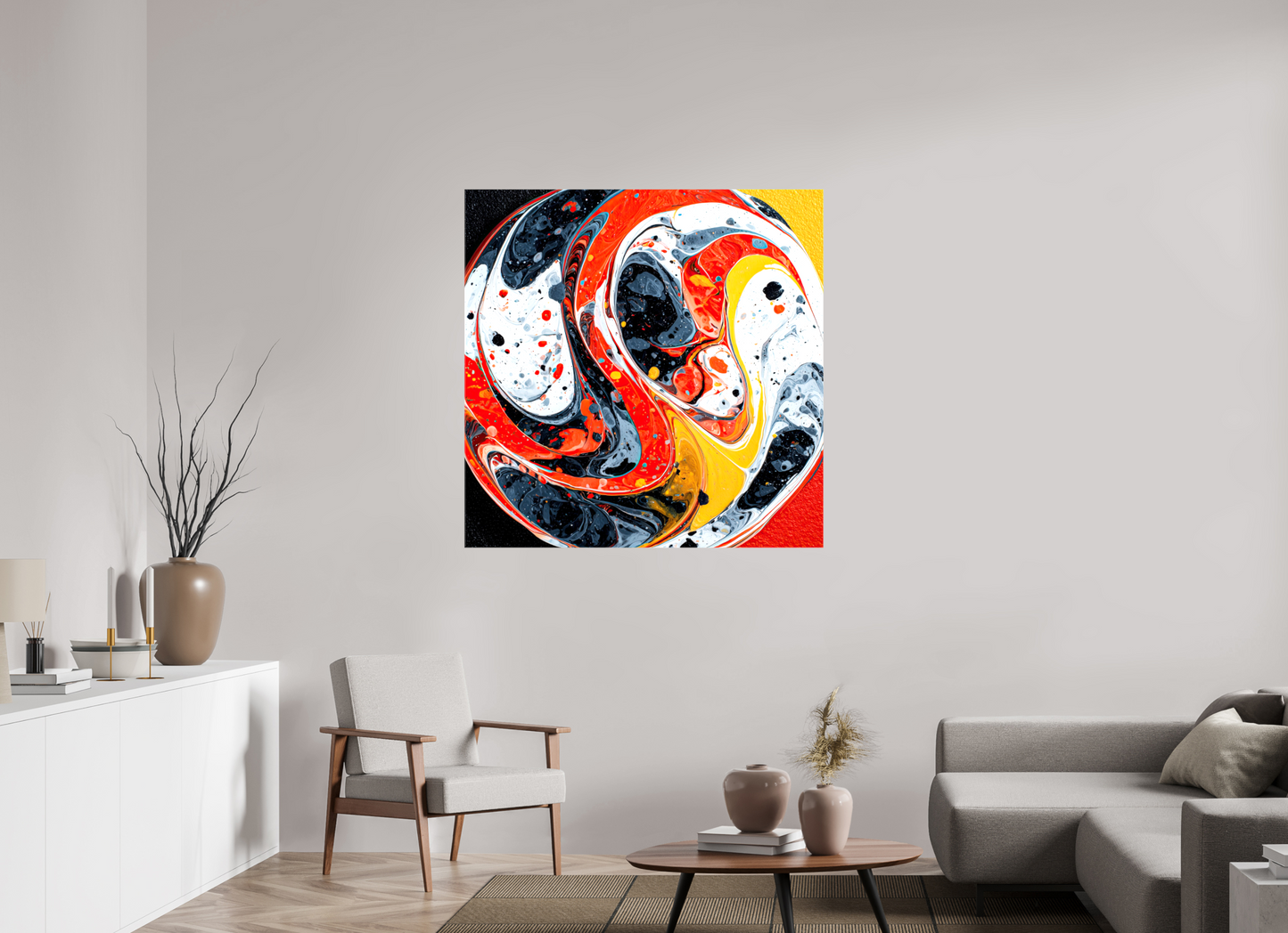 45 x 45″, Glossy Canvas Marble