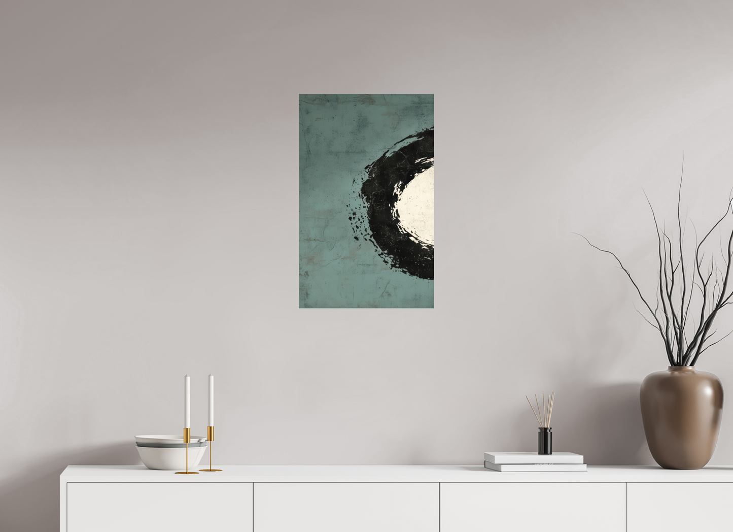 16 x 25.4″, Photo Print on Aluminum Backing Abstract Paint Brush Circle Left