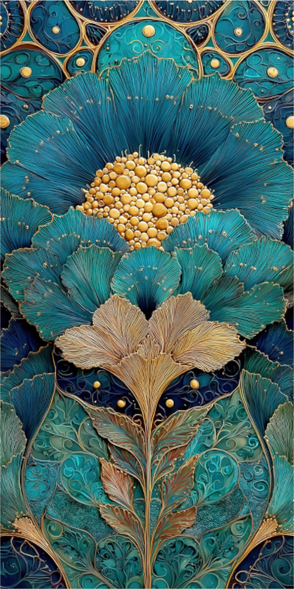Main image Art Deco Teal Flower 1