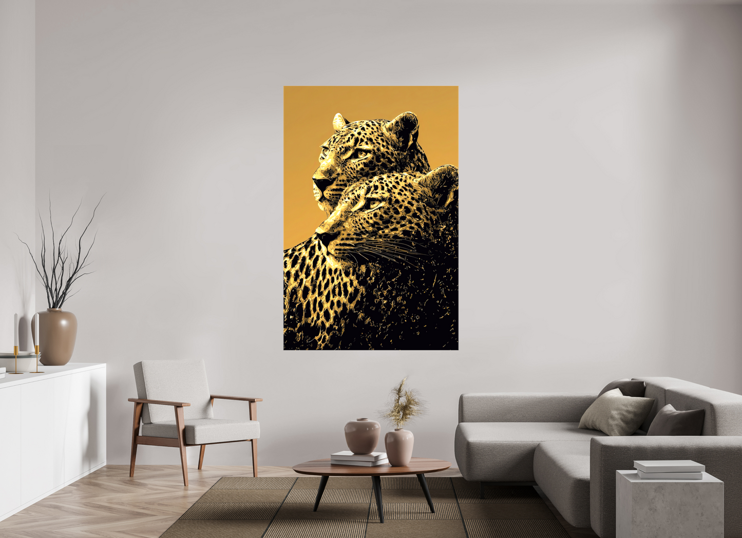 47 x 71.1″, Glossy Canvas Desert Cheetahs