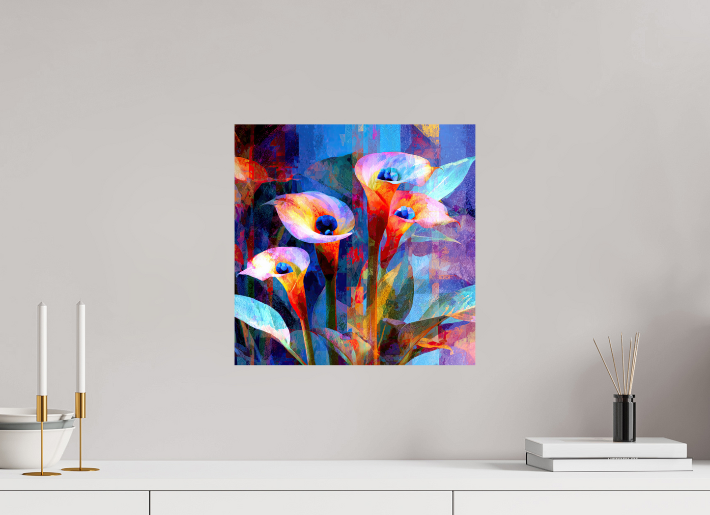 15 x 15″, Fine Art Print On Aluminum Dibond Abstract Calla Lily Flowers