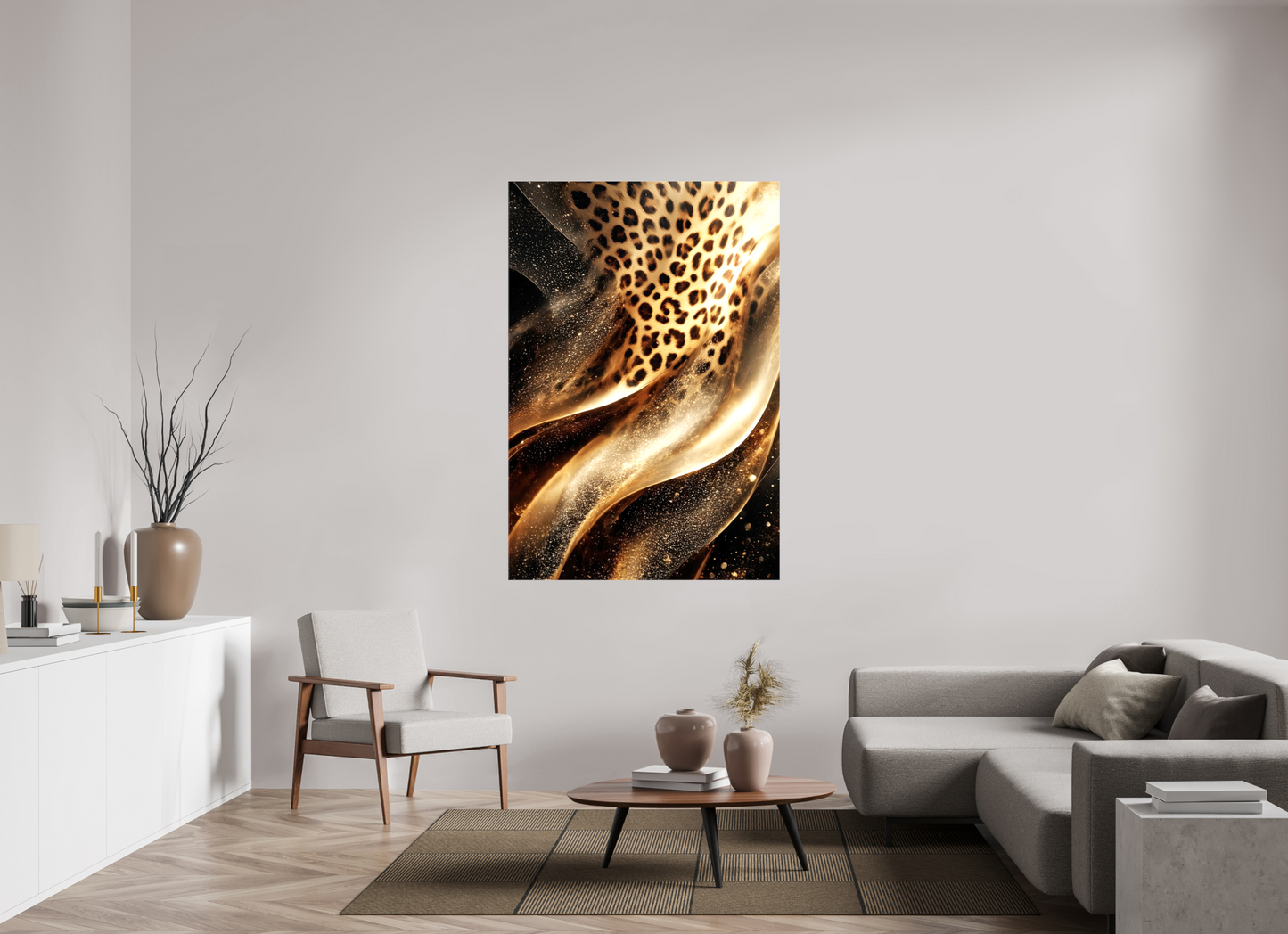 43 x 63.3″, Glossy Canvas Leopard Swirl