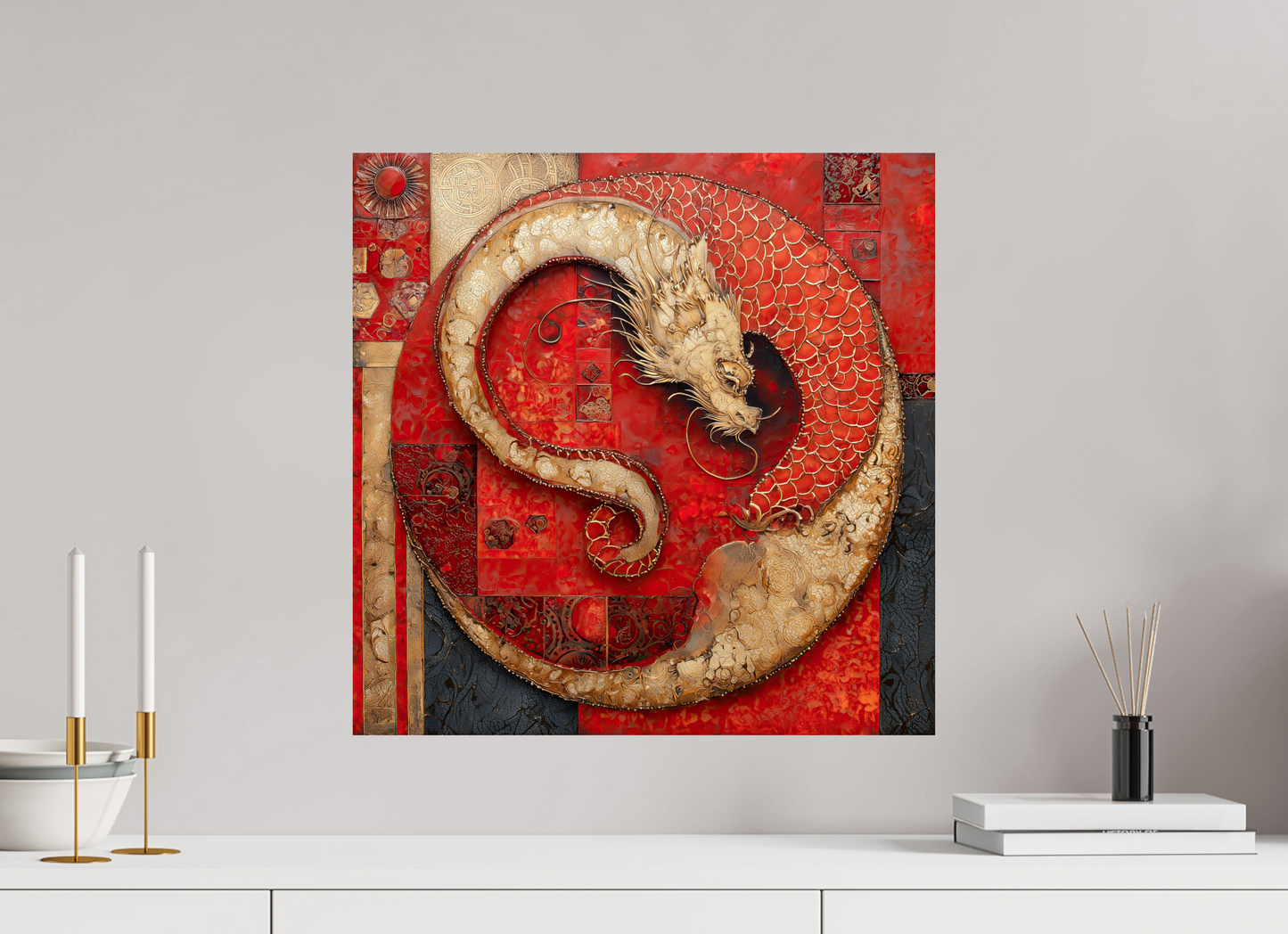 20 x 20″, Fine Art Print On Aluminum Dibond Chinese Dragon