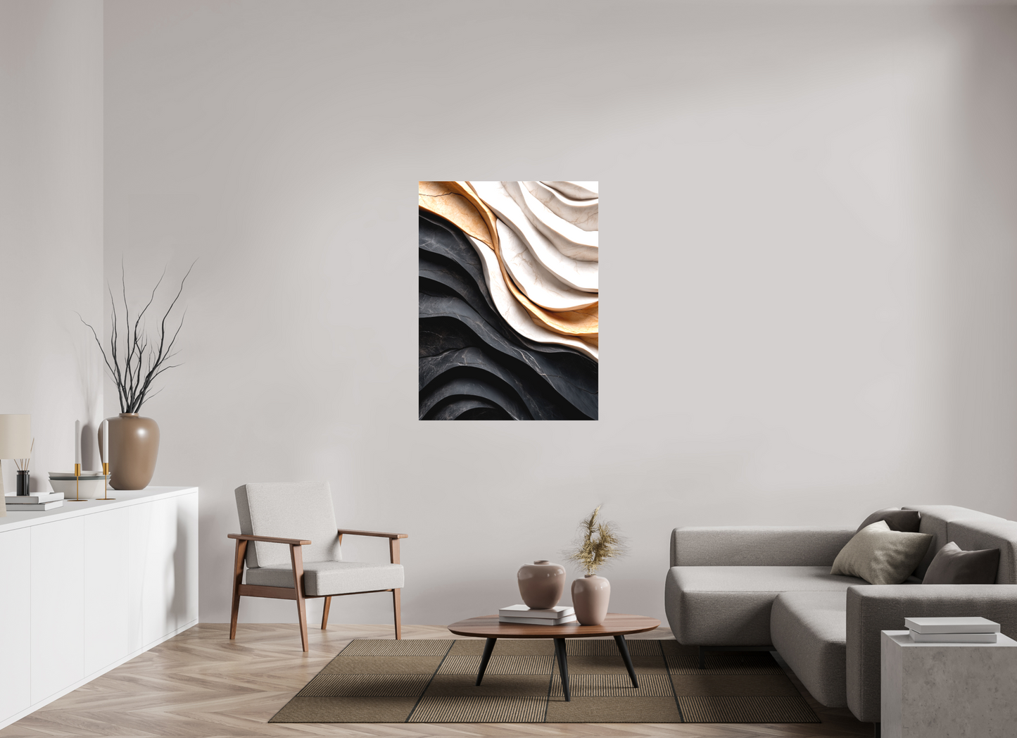 36 x 48″, Textile on Canvas Marble Wave