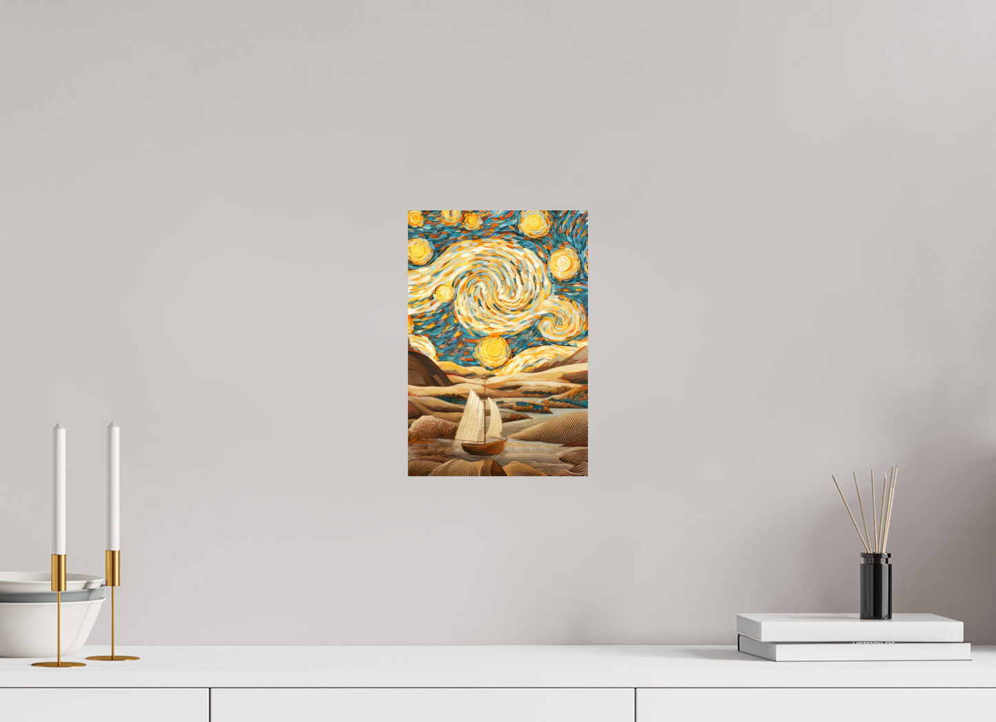 8 x 11.8″, Fine Art Print On Aluminum Dibond Starry Night Desert