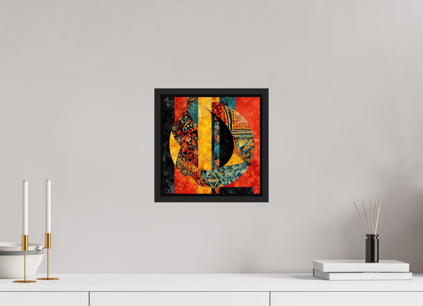 10 x 10″, Fine Art Print on Aluminum Dibond with Boarder Tribal Circle 2