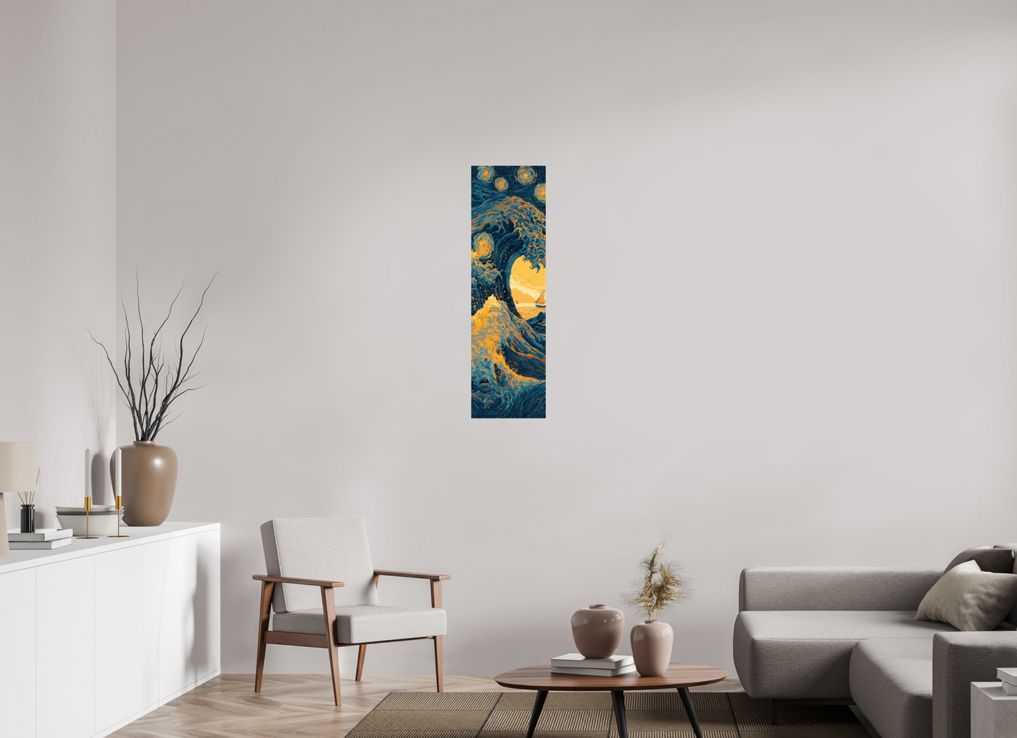 12 x 40.7″, Fine Art Print On Aluminum Dibond Starry Night Tidal Wave