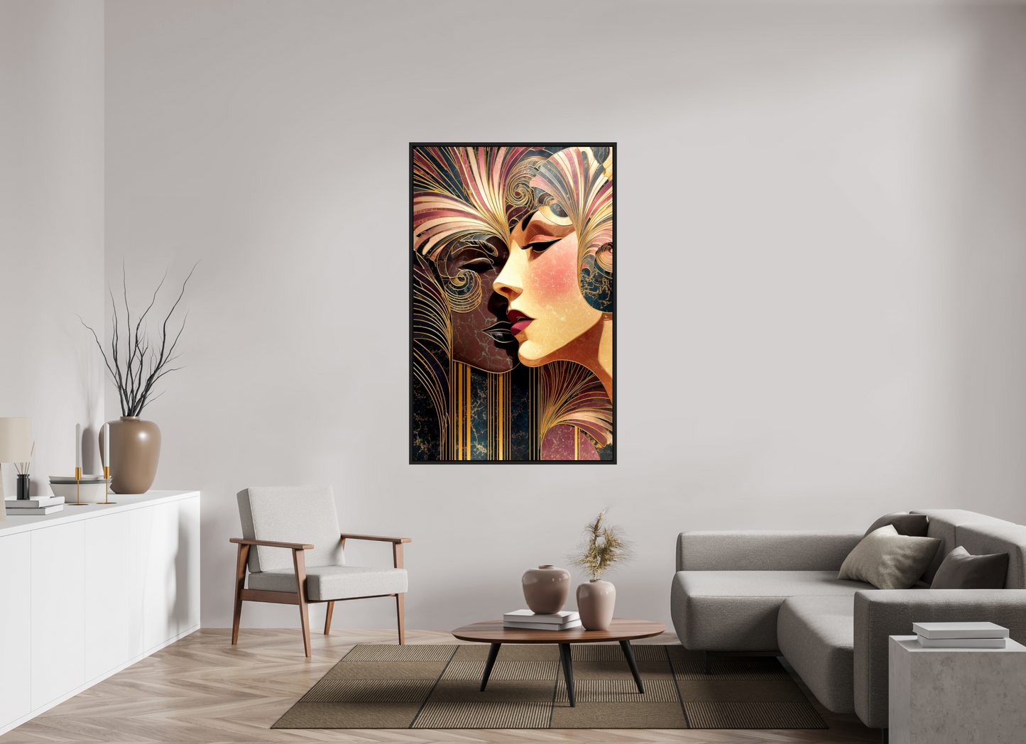 40 x 63″, Fine Art Print on Aluminum Dibond with Boarder Art Deco Women
