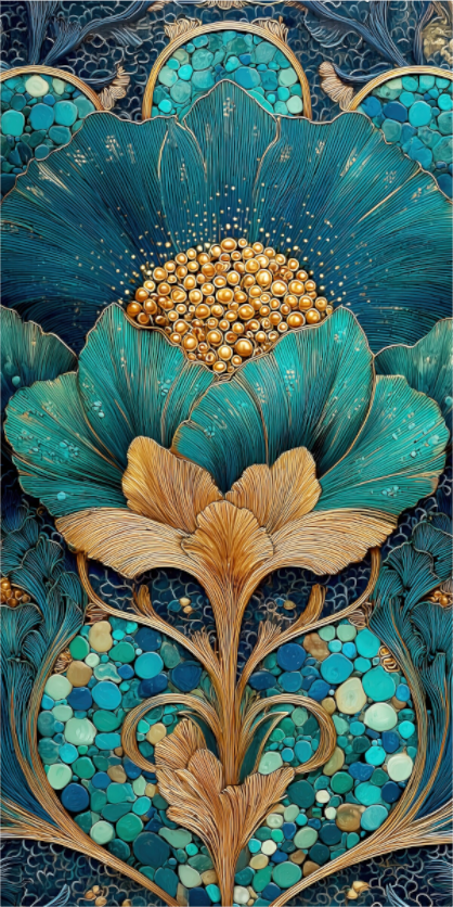 Main image Art Deco Teal Flower 2