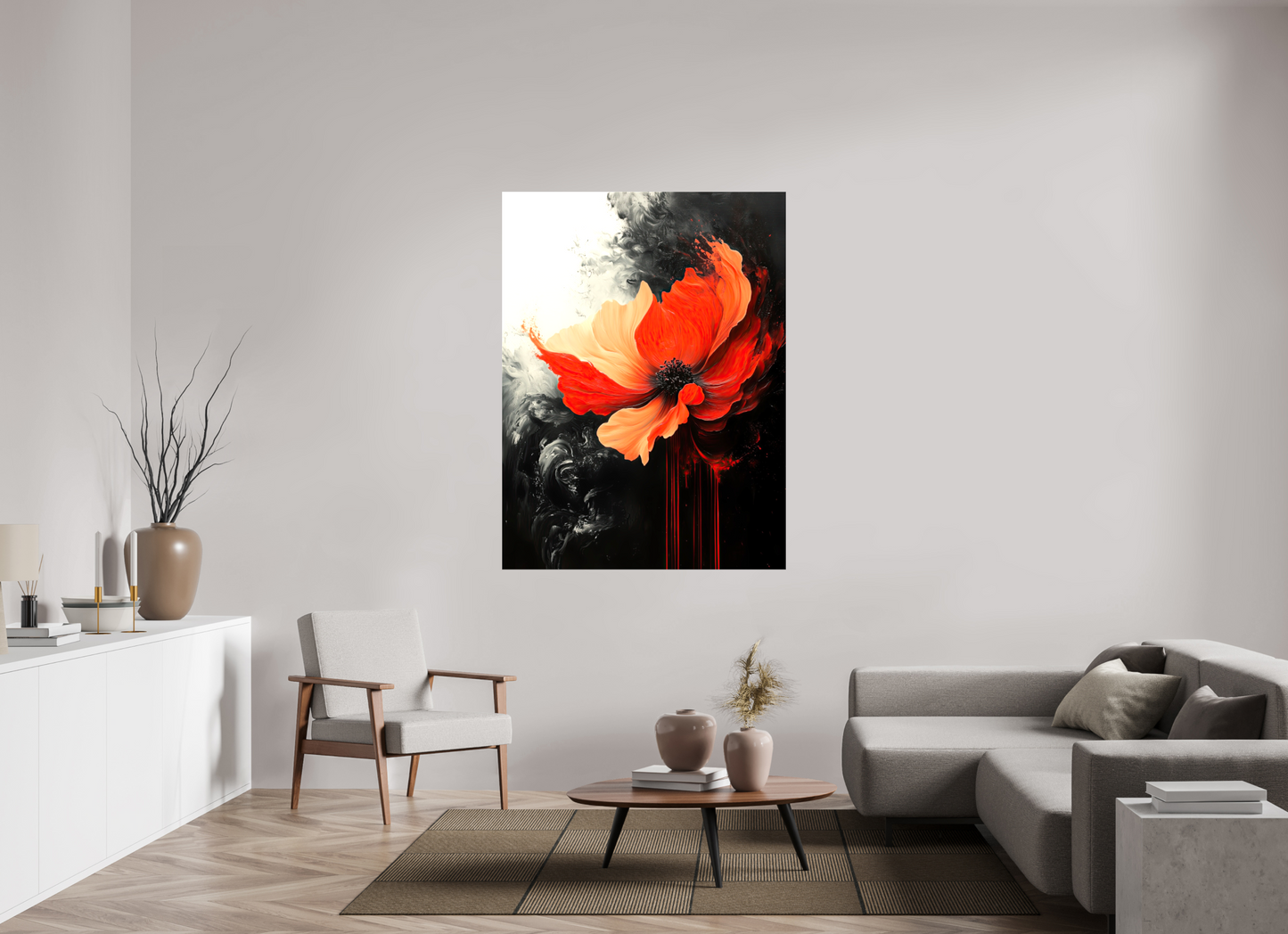 45 x 60″, Glossy Canvas Red Flower