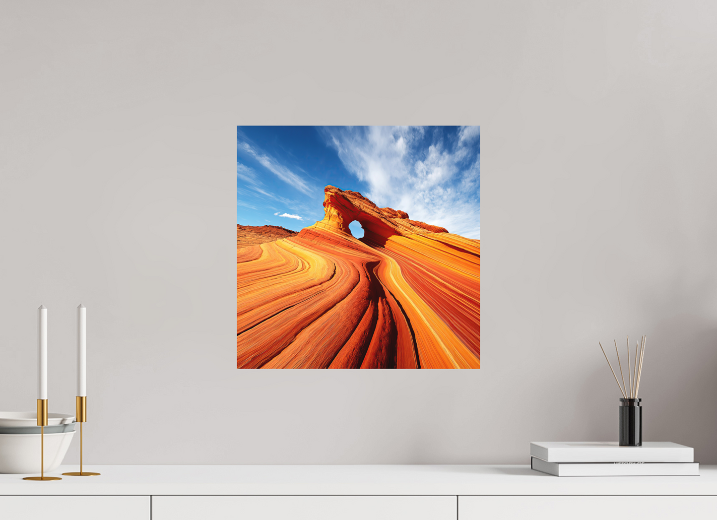 15 x 15″, Photo Print on Aluminum Backing Desert Rock Formation