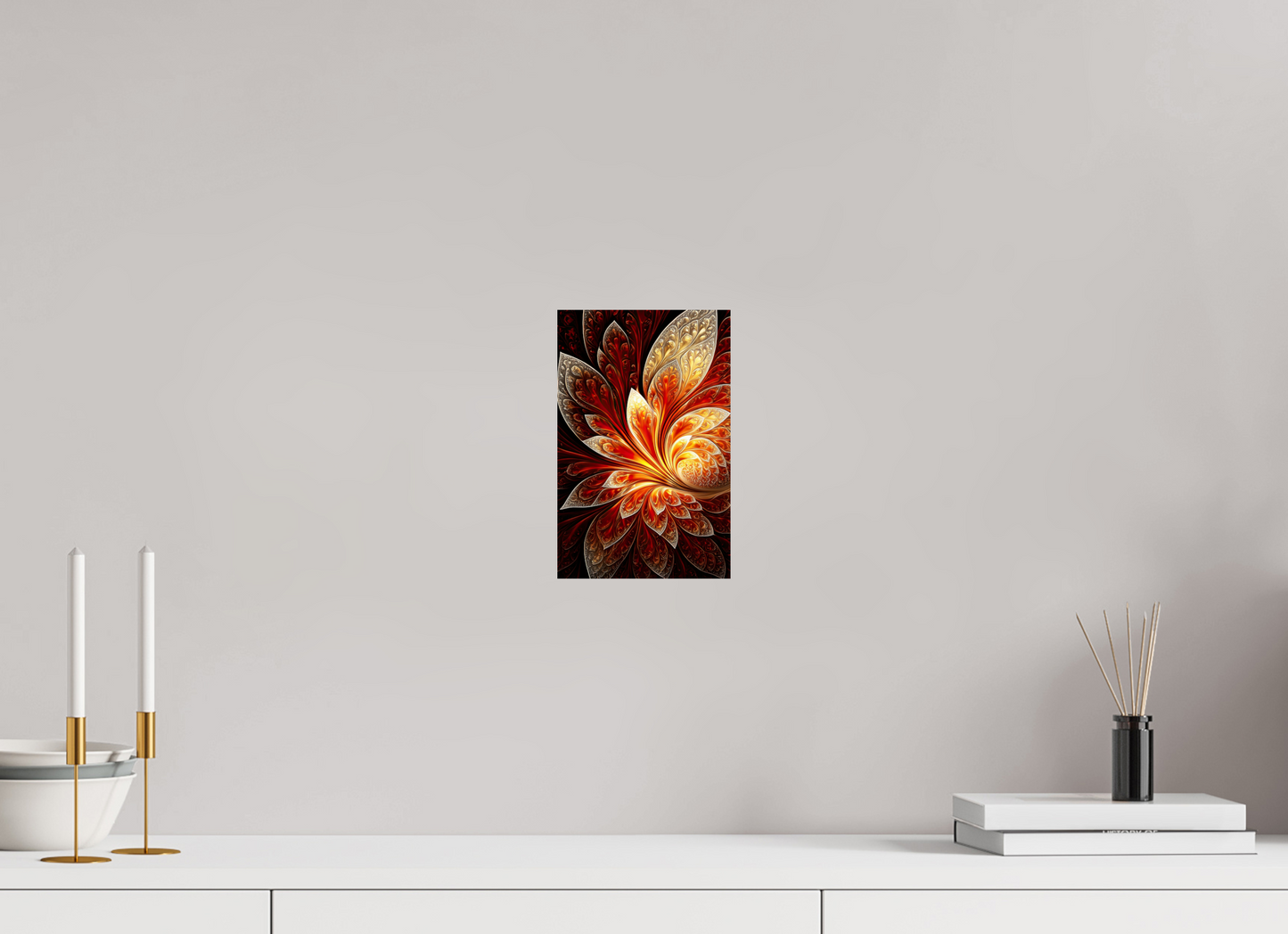 6 x 9.3″, Fine Art Print On Aluminum Dibond Abstract Fire Flower