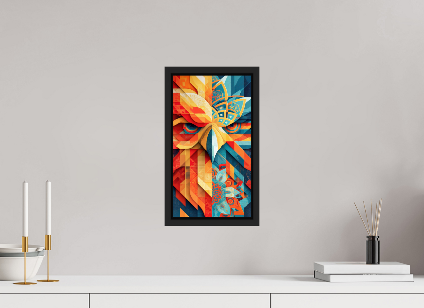 8 x 14.6″, Fine Art Print on Aluminum Dibond with Boarder Abstract Warm & Cold Eagle