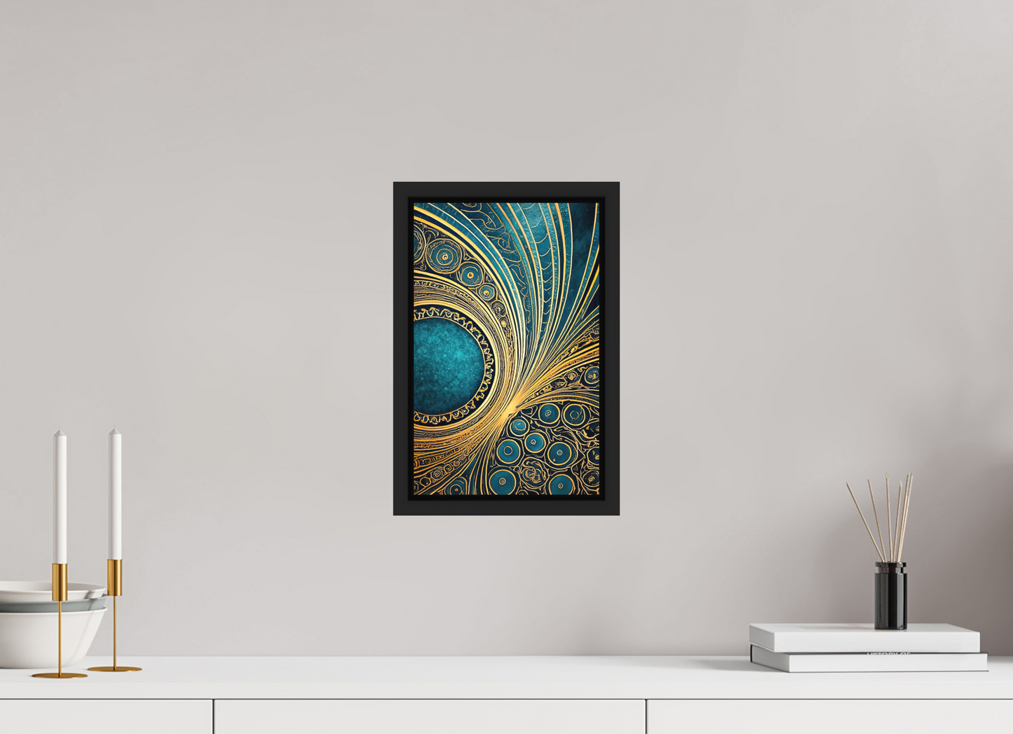 8 x 12.6″, Photo Print on Aluminum Backing with boarder Art Deco Teal 2