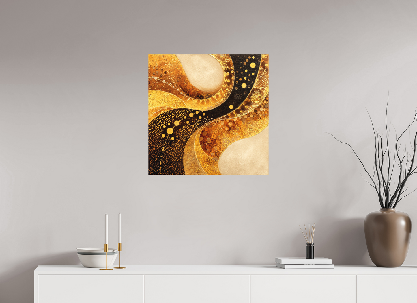 25 x 25″, Photo Print on Aluminum Backing Gold Texture Swirl