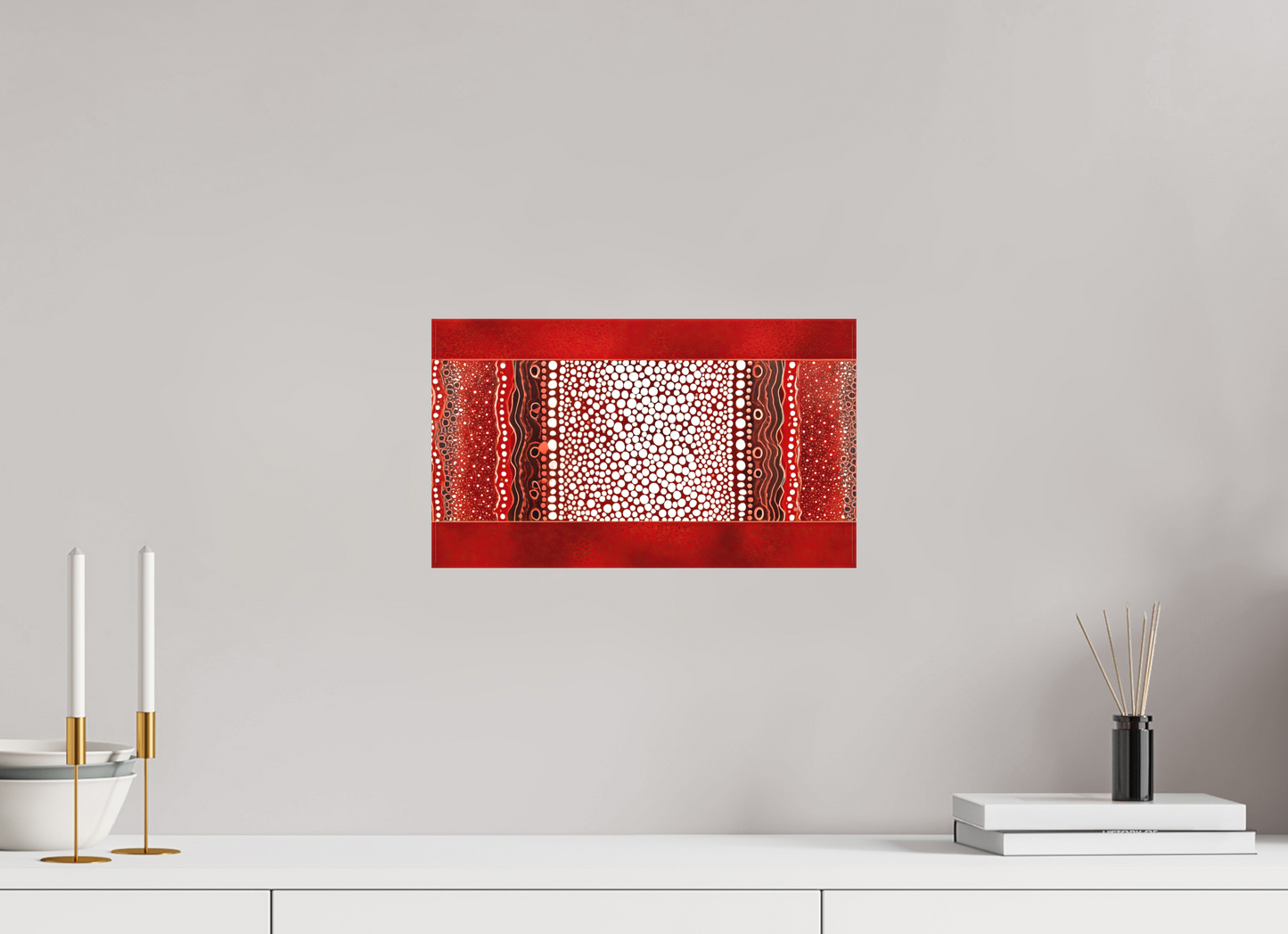 13.9 x 8″, Textile on Canvas Red Layers 1